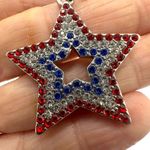 Patriotic red white and blue rhinestone star earrings Photo 4