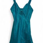 Sleep Solutions teal silk slip dress or nightgown with bow detail size M Size M Photo 0