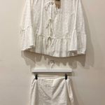 ZARA  Eyelet Peplum Blouse & Flat Front Shorts Set White Women's Top M / Bottom S Photo 1