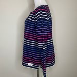 Talbots Navy Blue Boat Neck Tee Shirt Striped Preppy Nautical Sz Petite Large Photo 2