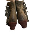 Sam Edelman Louie Fringe Trimmed Green Leather Booties Photo 10