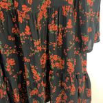 ZARA  Size M Dress Black Floral Print Babydoll Flowy 3/4 Sleeve Crew Neck 5891 Photo 3