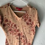 Gloria Vanderbilt  Y2k Size Large Boho Rustic Floral Beige‎ Red Short Sleeve Top Photo 1