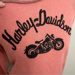 Harley Davidson Sweatshirt Hoodie Embroidered Motorcycle Pink Coral Tan Black Photo 2