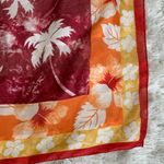 Palm Tree Floral Square Silk Scarf Orange Gold Red White Photo 5