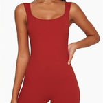 Set Active  Red Seamless Ribbed Sleeveless Tank Activewear Jumpsuit Size Small‎ Photo 0