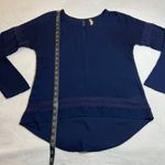 Xhilaration  Crew Neck Lace Trim Blouse Size S Boho Chiffon High Low Hem Casual Photo 8