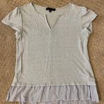 Sanctuary Light Blue V-Neck Short Sleeve Linen Blend Ruffle Hem Small Photo 0