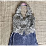 Patra Evening Gown 14 Silver Metallic Halter Top Chiffon Skirt Formal Dress USA Photo 5