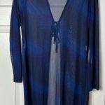 My Michelle  Navy Blue Long Sleeve Sheer Mesh Cover Up Cardigan Size Large Photo 0