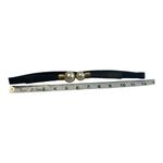 Thin Double Faux Pearl Buckle Solid Color PU Leather Waist Thin‎ Belt One Size Black Photo 8
