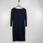 Marina Black Lace Sequin Sheath Dress Women Size 12 Long Sleeve Cocktail Party Photo 2