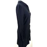 Reformation  Black Hugh Long Sleeve Gold Button Up Mini Dress Size 8 Photo 5