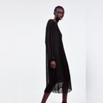 ZARA  Black Pleated Midi Dress. - S Photo 6