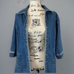 NWT Bleu Bayou Denim Jacket Embellished Rhinestone Trim 3/4 Sleeve Small Blue Photo 0