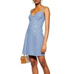 Topshop Pinstripe Denim Wrap Dress 12 Photo 16