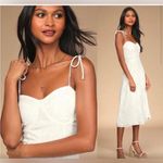 NWT Lulu's White Floral Jacquard Bustier Tie Photo 0