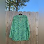 Susan Graver  Womens Shirt Medium Green  Floral‎ Long Sleeve Sheer Tunic Blouse Photo 5