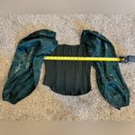 Oddi Oddy Womens Sheer Puff Sleeve Boned Ribbed Green Top Shirt Blouse NWT Size Large Photo 14