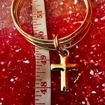 14K Gold Over Resin Linked 5pc Bangle Bracelets / Cross Charm Photo 11
