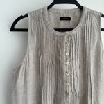 Quince European Linen Swing Dress Small Beige Flax Color Sleeveless Pintuck Photo 5