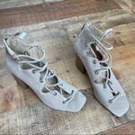 Vince Camuto NEW 8.5 Nahara Beige Suede Lace-up Sandal Block Chunky Heel Photo 3