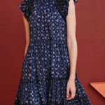 Ulla Johnson Joan Mini Dress Ultramarine Navy Floral Print Ruffle Tiered Size 4 Photo 0