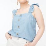 J.Crew  Chambray Ruffle Tank Blue  Top Denim size small NEW Photo 3