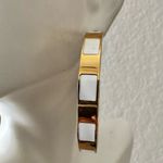 J.Crew gold tone and cream striped hoop earrings Photo 2