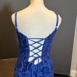 Women’s Blue Sparkly Mermaid Fit Prom Party Dress CrissCross Straps Size 4 *READ Photo 4