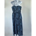 Banana Republic  Blue Leopard Wide Leg Cropped Jumpsuit Sz:  10 (b25) Vacay Mode Photo 1