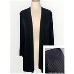 Chico's Chico’s Travelers Black Striped Ribbed Open Front Stretchy Cardigan Everyday M Photo 1
