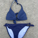 Victoria's Secret Victoria’s Secret Halter Tie Push Up Dusty Navy Blue Bikini S/M Photo 0