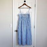 Quince  100% Organic Cotton Sleeveless Maxi Dress Size Large Striped Blue White Photo 10