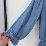 Haute Monde Denim Chambray Faux Wrap Top Womens Coastal Cowgirl Western Country Size L Photo 6