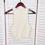 Pretty Little Thing  Ribbed Knit Racer Back Crop Tank Top Cream Medium Photo 7
