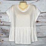 American Eagle  NWT Size L White Peplum Short Sleeve Knit Top Shirt Photo 0