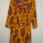 Anthropologie Holding Horses Betony Orange Paisley Dress Fall Swing Mini Size 6 Photo 2