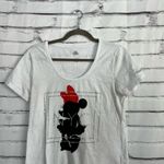 Disney  Minnie Mouse Silhouette Graphic Tee Women’s S White Red Bow 100% Cotton Photo 4