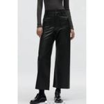 ZARA Blogger Fave Black Faux Leather High Rise Wide Leg Cropped Marine Pants 6 Photo 10