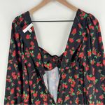 Fourteenth Place Romantic Floral Sweatheart Puff Long Sleeve Tie Front Dress Photo 9