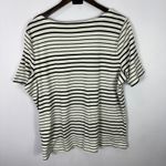 Talbots Tee 2X Green White Stripe 100% Cotton Split Neck Preppy Quiet Luxury Photo 4