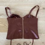 Boohoo Satin Boned Corset Top in Brown Photo 3