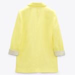 ZARA LINEN BLAZER W/ PRINTED SLEEVES YELLOW SIZE L NEW Photo 6
