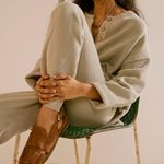 Free People  Beach Hailee Wide Leg Lounge Pants Women’s Large Tan Photo 1