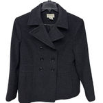 st. john's bay Women Sz L Grey Wool Cashmere Blend Double-Breasted Peacoat VTG Photo 0