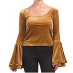 Torn By Ronny Kobo Ronny Kobo Velvet Sabrina Bell Sleeve Top Gold Holiday Christmas Photo 0