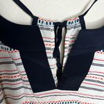 Athleta Coastal Dunes Multicolor Geometric Print Split Neck Tassel Tie Back Top Photo 8