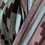 Michael Stars  Aztec Geometric Patterned Scarf with Tassels Blue Brown Photo 2