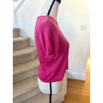 J.Crew Silk Cashmere Featherweight Hot Pink Ribbed Short Sleeve Crewneck Sweater Photo 2
